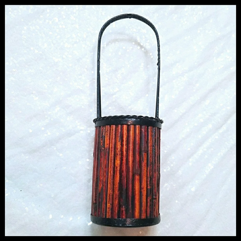 Pier 1 Bamboo Resin Wine Bottle Holder Carrier Black Brown